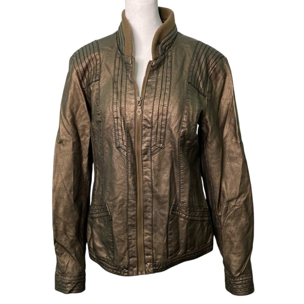 Ruff Hewn Bronze Metallic Moto Zip Jacket Coat‎ (Size M)